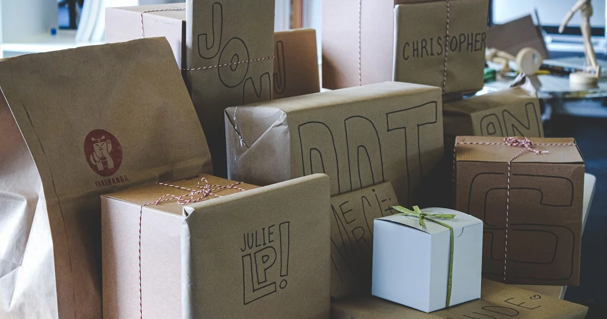 Malaysian ecommerce seller comparing courier service rates on laptop with shipping boxes ready for dispatch